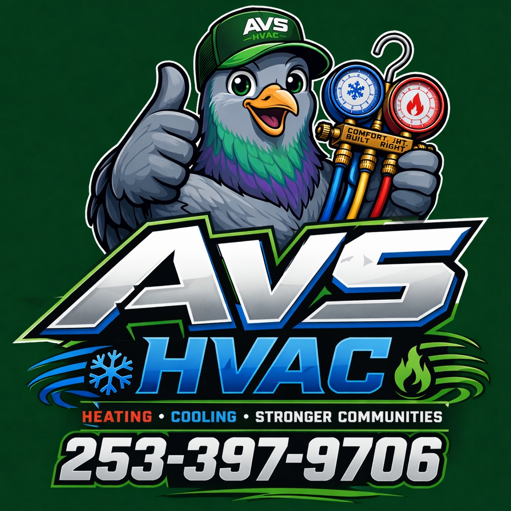 AVS HVAC mascot - call (253) 397-9706 for heating and cooling services